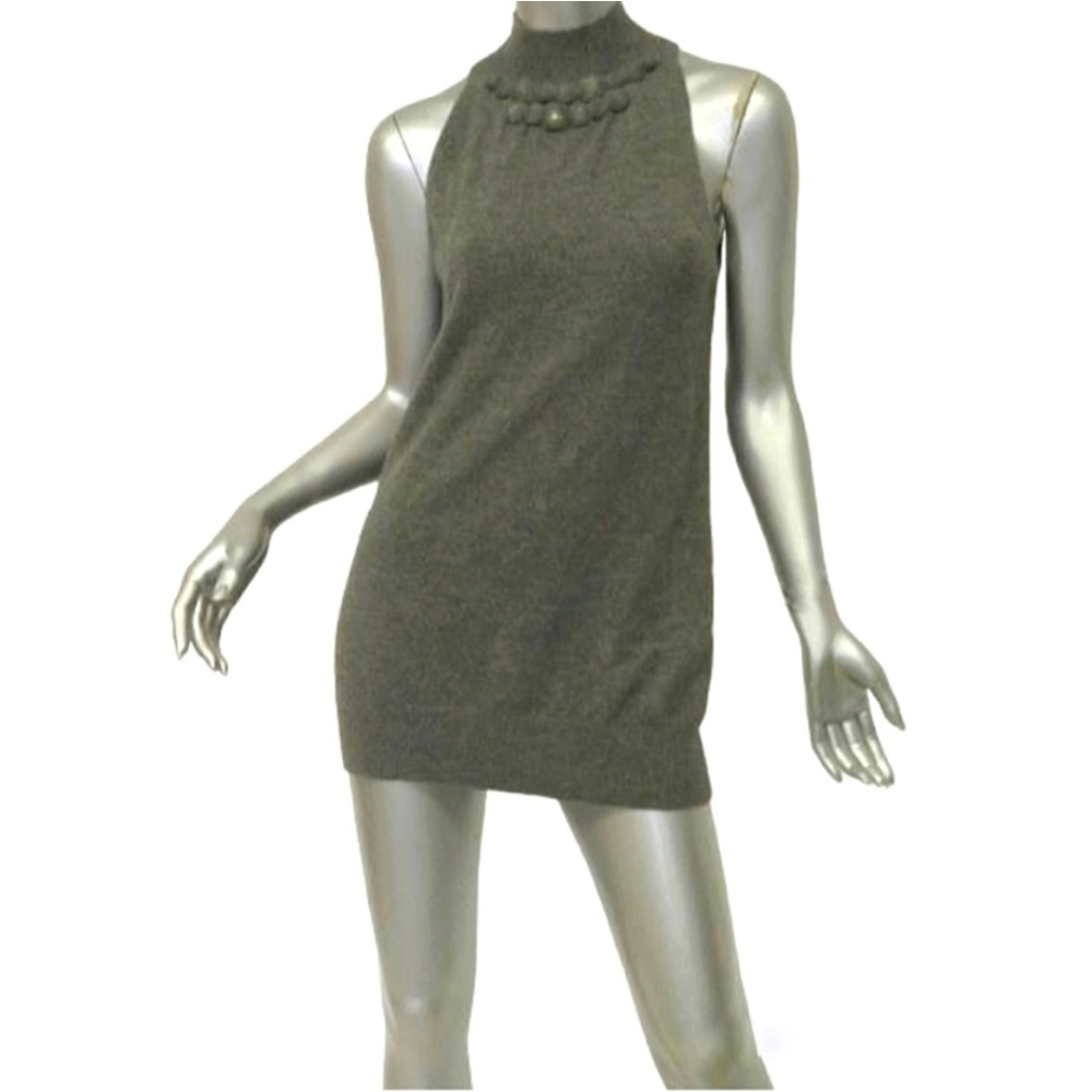 VINCE Cashmere Jewel Neck Tunic Sweater Sleeveless Grey Gray Soft Sz XS